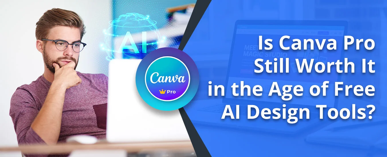 Comparison of Canva Pro and free AI design tools showing features like templates, AI image generation, brand kits, and workflow tools in 2026