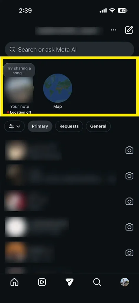 A mobile screen showing the + Leave a Note prompt on an Instagram profile picture to start a new update.