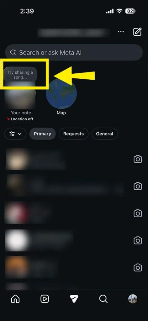 New 2026 Instagram feature showing how to attach a 30-second music clip and location tag to a status note.