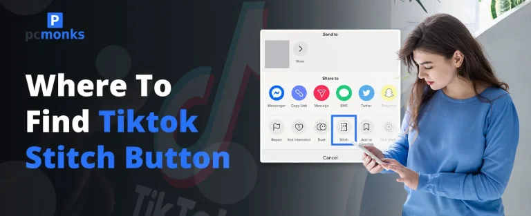 Infographic showing where to find the TikTok Stitch button in the share menu 2026
