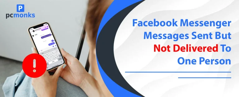 A Facebook Messenger chat screen showing a message stuck on sent with a hollow blue circle checkmark, illustrating delivery issues.