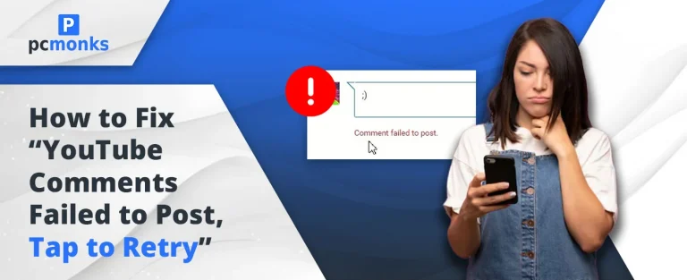 Smartphone showing YouTube comments failed to post tap to retry error message with troubleshooting icons.