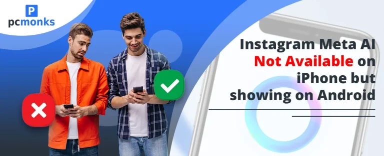 Comparison layout showing Meta AI working on Instagram for Android but missing on iPhone