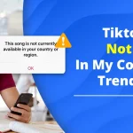 Man frustrated with TikTok "Sound not available in your country" error message on a smartphone.