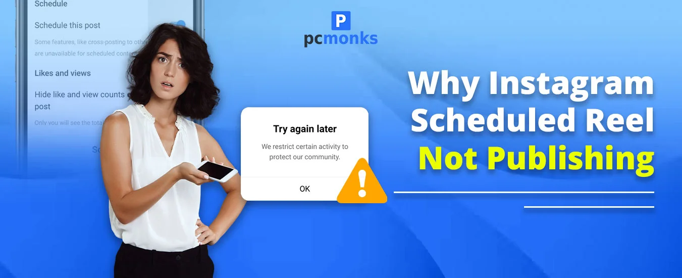 A person troubleshooting an Instagram scheduled reel not publishing error on a professional creator account.