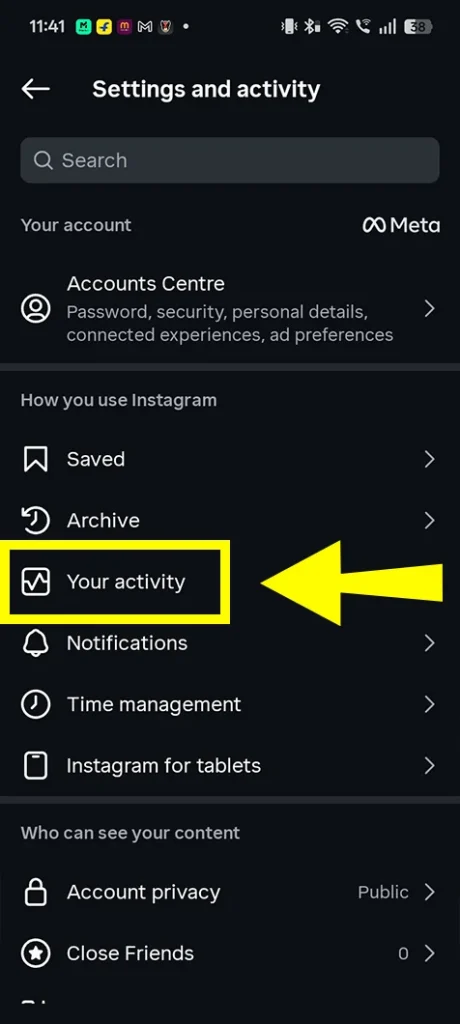 Tap Your activity.
