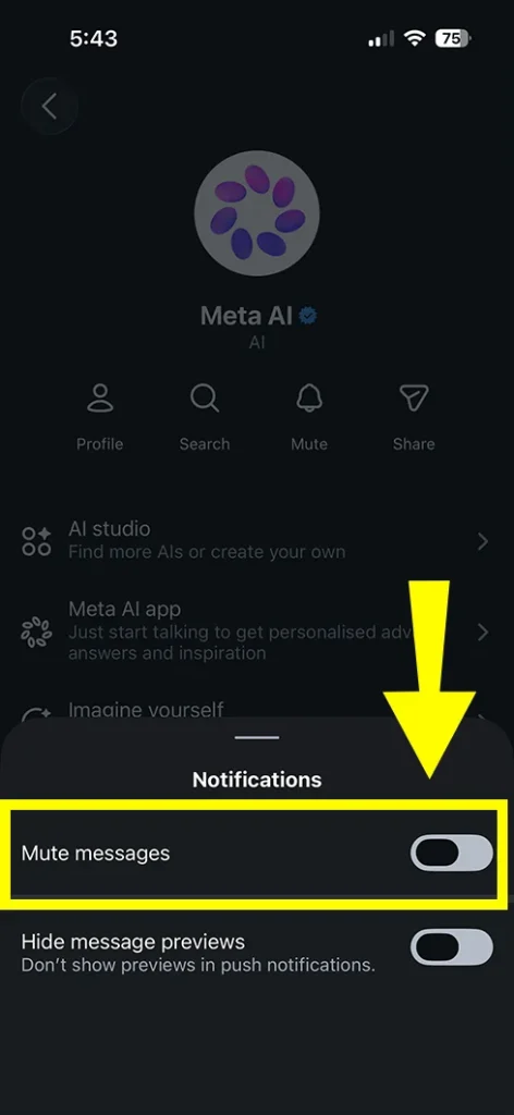 Turn on Mute messages.
