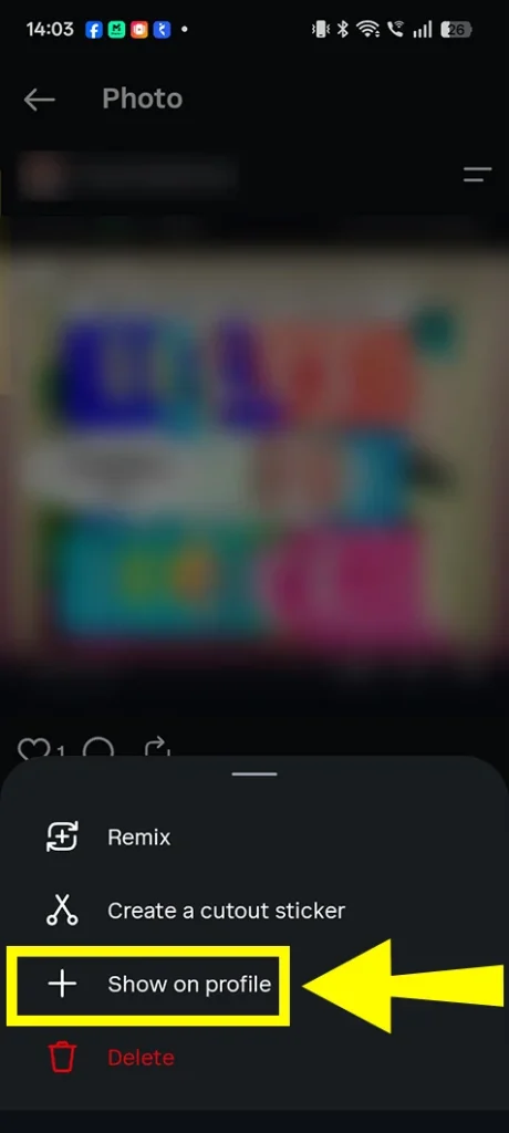 To return an archived post to your profile, open the post, tap the three dots, and select Show on profile.
