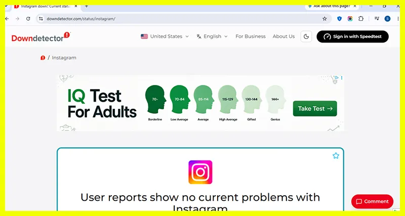 Open the Downdetector Instagram page in your browser.