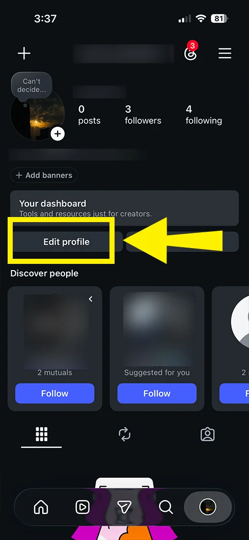 Tap Edit profile.