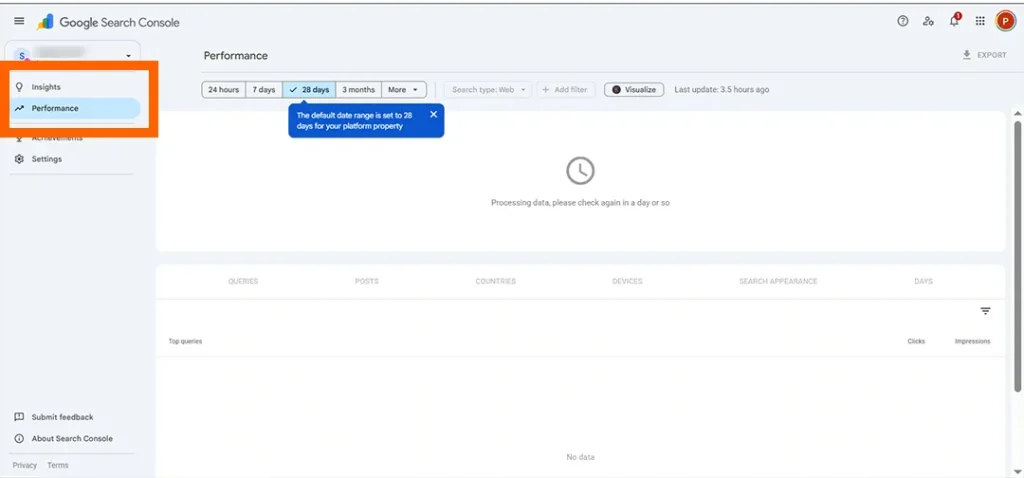 Step 6: Explore the Insights and Performance Tabs