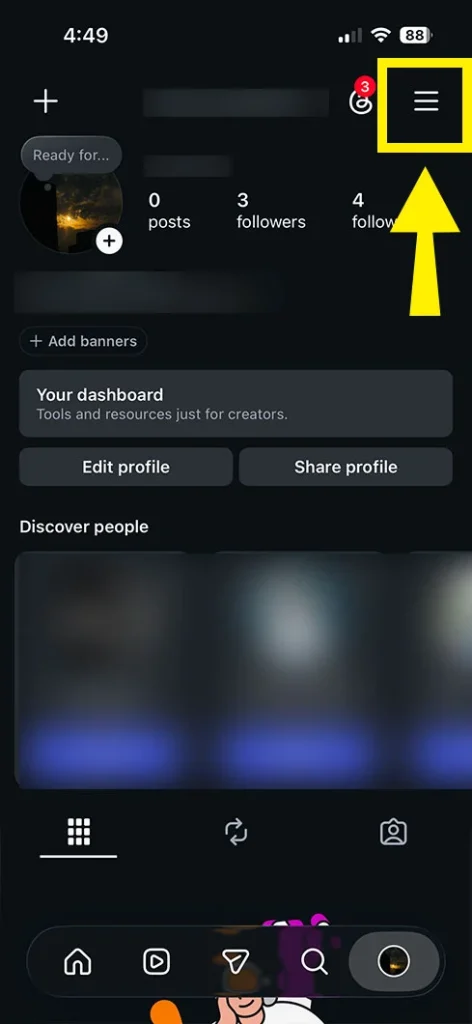 Tap the three lines at the top right. to Find an Instagram Reel You Watched but Didn't Save